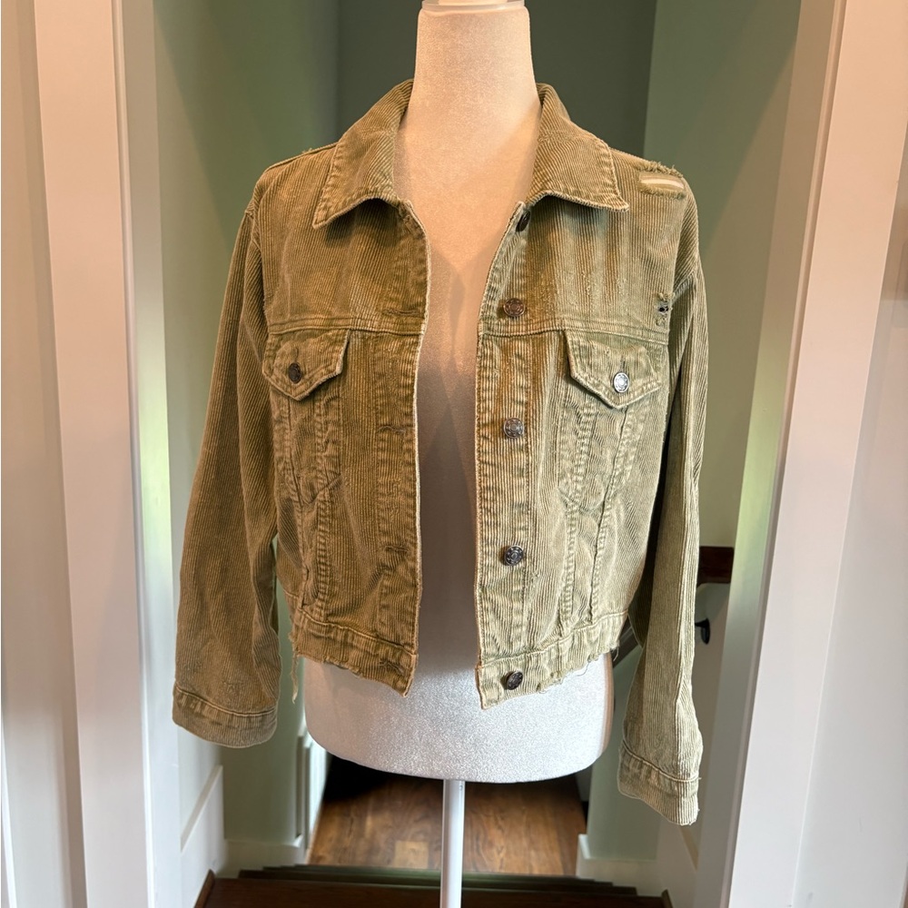 Mustard Seed Olive Corduroy Jean Jacket